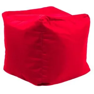Pouf - JUMBO BAG - Cube - Rouge - 40x40x40 cm - 100% Polyester pas cher