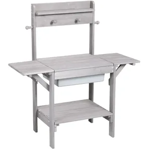 Comparateur de prix : Table Sable et Eau en Bois Massif - Résistant aux Intempéries - Gris - ROBA