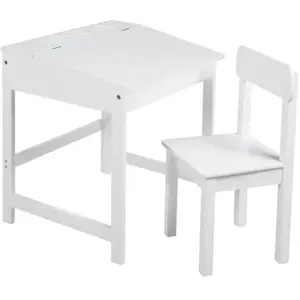 Bureau Bébé - Enfant ROBA - Blanc - Avec Chaise et Espace de Rangement