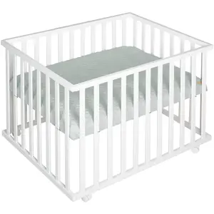Comparateur de prix : roba Parc bébé 75x100 réglable en bois blanc avec tapis vert