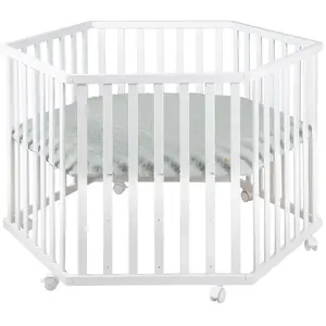 Comparateur de prix : roba Parc bébé hexagonal Style blanc bois frosty green 106x121 cm