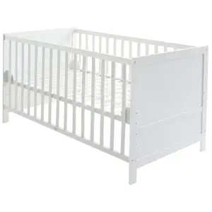 Lit bébé évolutif en bois blanc réglable en hauteur Roba 70x140Vendu paramazon