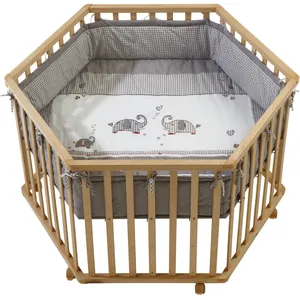 Comparateur de prix : roba Parc bébé hexagonal - incl. Tapis de parc jumbotwins - bois naturel 0232S145