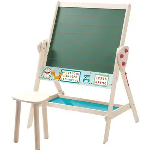 Tableau et Tabouret en Bois pour Enfant - ROBA - Double Face - NaturelVendu parvertbaudet