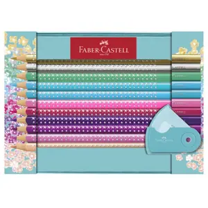 Comparateur de prix : Faber-Castell Coffret cadeau Sparkle, 20 crayons de couleur et 1 taille-crayon Mini