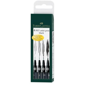 Comparateur de prix : FABER-CASTELL PITT artist pen, noir, étui de 4 (S,F,M,B)