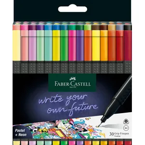 Faber-Castell Feutres - Pointe Fine - 0,4mm - 30 Couleurs Néon Et Pastel - Faber-Castel