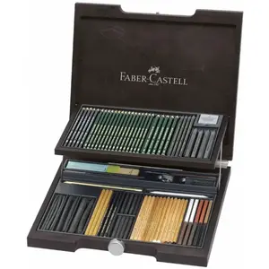 Faber-Castell Crayons et craies assorties Pitt monochrome coffret bois pas cher