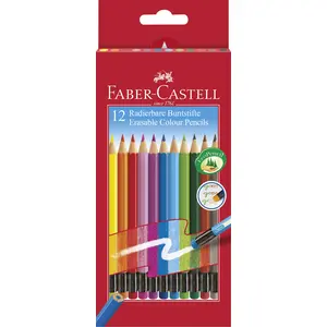 FABER-CASTELL Crayon de couleur gommable, étui carton de 12 pas cher