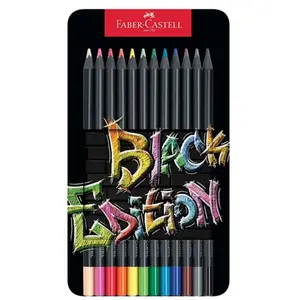 FABER-CASTELL Crayon de couleur Black Edition, étui de 12