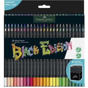 Faber-Castell Crayon de couleur Black Edition, étui de 50