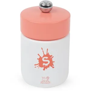 Peugeot Pop Moulin à sel manuel en bois, couleur blanc mat et corail 10 cm pas cher