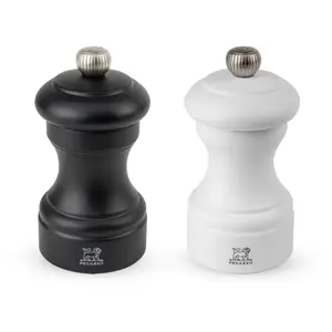 Peugeot Duo moulins poivre et sel manuels en bois noir et blanc H10cm pas cher