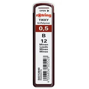 Comparateur de prix : ROTRING Tikky Recharge mines pour porte-mines, 0,5 mm - B, étui de 12 mines