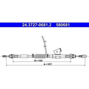 Comparateur de prix : Tirette à câble, frein de stationnement 24.3727-0681.2 ATE 24.37270681.2