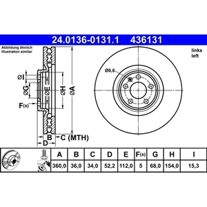 ATE Disques de frein pour PORSCHE: Macan (Ref: 24.0136-0131.1) pas cher