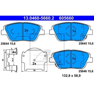 ATE Plaquettes de frein X4 pour KIA: Optima (Ref: 13.0460-5660.2) pas cher