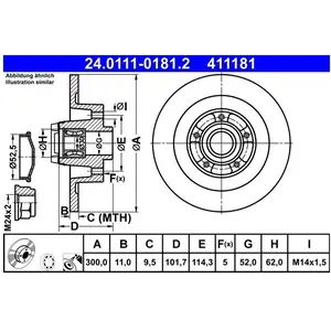 ATE Disques de frein pour RENAULT: Laguna (Ref: 24.0111-0181.2) pas cher