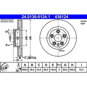 Disque de frein 24.0136-0124.1 ATE 24.01360124.1 pas cher