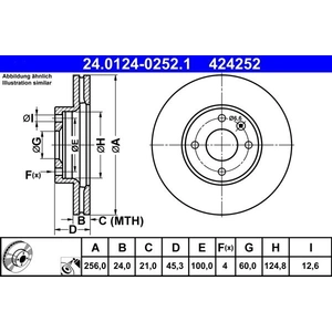 ATE Disques de frein pour CHEVROLET: Aveo (Ref: 24.0124-0252.1) pas cher