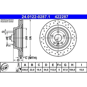 Disque de frein 24.0122-0287.1 ATE 24.01220287.1 pas cher