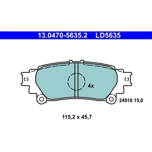 ATE Plaquettes de frein X4 pour TOYOTA: Prius & LEXUS: RX (Ref: 13.0470-5635.2) pas cher