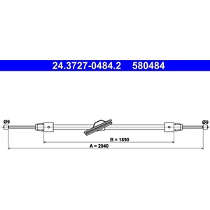 Comparateur de prix : Tirette à câble, frein de stationnement 24.3727-0484.2 ATE 24.37270484.2