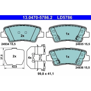 Kit de plaquettes de frein, frein à disque ATE Ceramic 13.0470-5786.2 13.04705786.2 pas cher