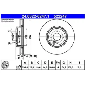 Disque de frein ATE 24.0322-0247.1 avant, rainuré, ventilé, 1 pièce pas cher