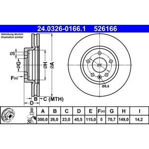 Disque de frein ATE 24.0326-0166.1 avant, rainuré, ventilé, 1 pièce pas cher