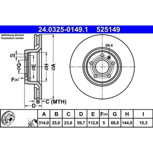 Disque de frein PowerDisc 24.0325-0149.1 ATE 24.03250149.1 pas cher