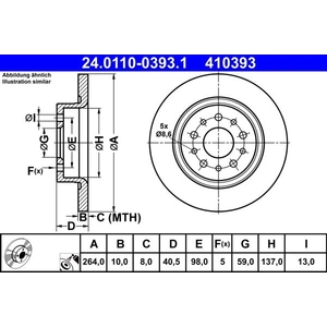 ATE Disques de frein pour FIAT: Tipo, Aegea, 500 (Ref: 24.0110-0393.1) pas cher