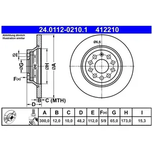 Jeu de 2 disques de frein ATE 24.0112-0210.1 - Réf. 412210 pas cher