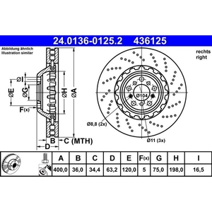 Comparateur de prix : ATE Disque de frein avant droit pour BMW: M6, M5 (Ref: 24.0136-0125.2)