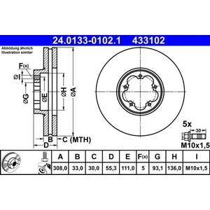 ATE Disques de frein pour FORD: Transit/Tourneo (Ref: 24.0133-0102.1) pas cher