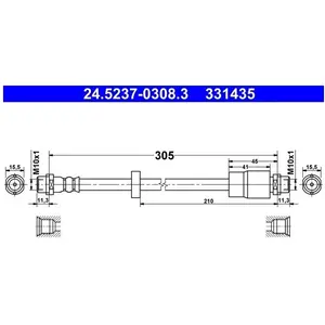 Comparateur de prix : ATE Flexible de frein pour AUDI: A4, S4 & SEAT: Exeo (Ref: 24.5237-0308.3)
