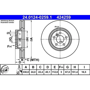 Disque de frein 24.0124-0259.1 ATE 24.01240259.1 pas cher