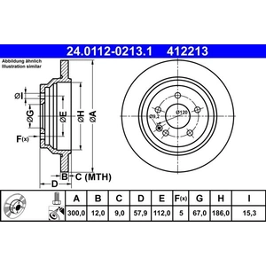 Jeu de 2 disques de frein ATE 24.0112-0213.1 - Réf. 412213