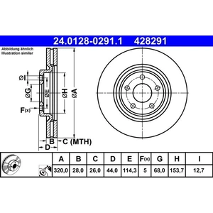 Disque de frein ATE 24.0128-0291.1 avant, ventilé, 1 pièce pas cher