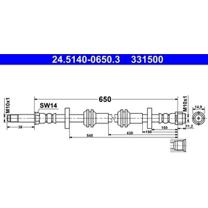 Comparateur de prix : ATE Flexible de frein pour AUDI: S7, A6, S6, A7 (Ref: 24.5140-0650.3)