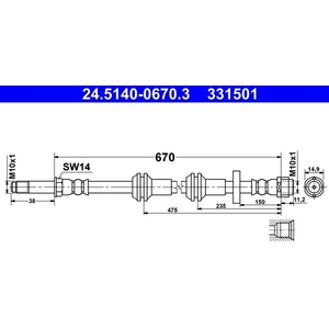 Comparateur de prix : ATE Flexible de frein pour AUDI: S7, A6, S6, A7 (Ref: 24.5140-0670.3)