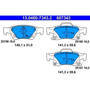 ATE Plaquettes de frein X4 pour JEEP: Grand Cherokee (Ref: 13.0460-7343.2) pas cher
