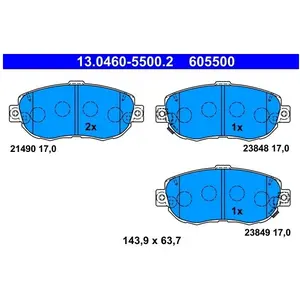 Kit de plaquettes de frein, frein à disque 13.0460-5500.2 ATE 13.04605500.2 pas cher