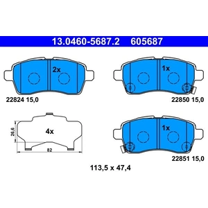 ATE Plaquettes de frein X4 pour SUZUKI: Ignis (Ref: 13.0460-5687.2) pas cher
