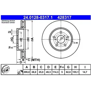 ATE Disques de frein pour TOYOTA: Corolla, C-HR (Ref: 24.0128-0317.1) pas cher