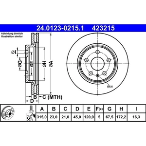 ATE Disques de frein pour OPEL: Insignia (Ref: 24.0123-0215.1) pas cher