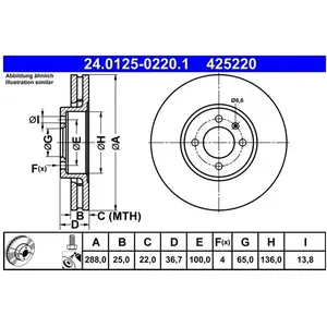 ATE Disques de frein pour VOLKSWAGEN: UP (Ref: 24.0125-0220.1) pas cher