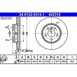 Disque de frein 24.0122-0314.1 ATE 24.01220314.1 pas cher