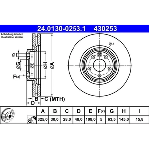 Disque de frein 24.0130-0253.1 ATE 24.01300253.1 pas cher