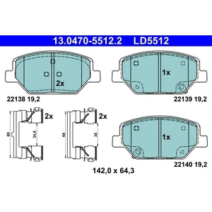 ATE Plaquettes de frein X4 pour OPEL: Insignia (Ref: 13.0470-5512.2) pas cher